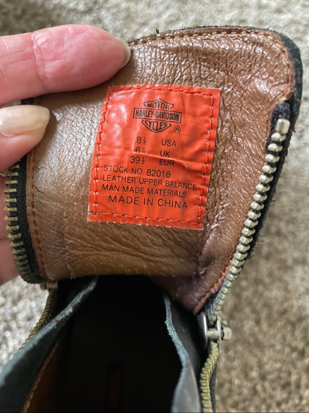 Harley-Davidson Black Leather Side-Zip Riding Boots with Brown Lining - Picture 6 of 6